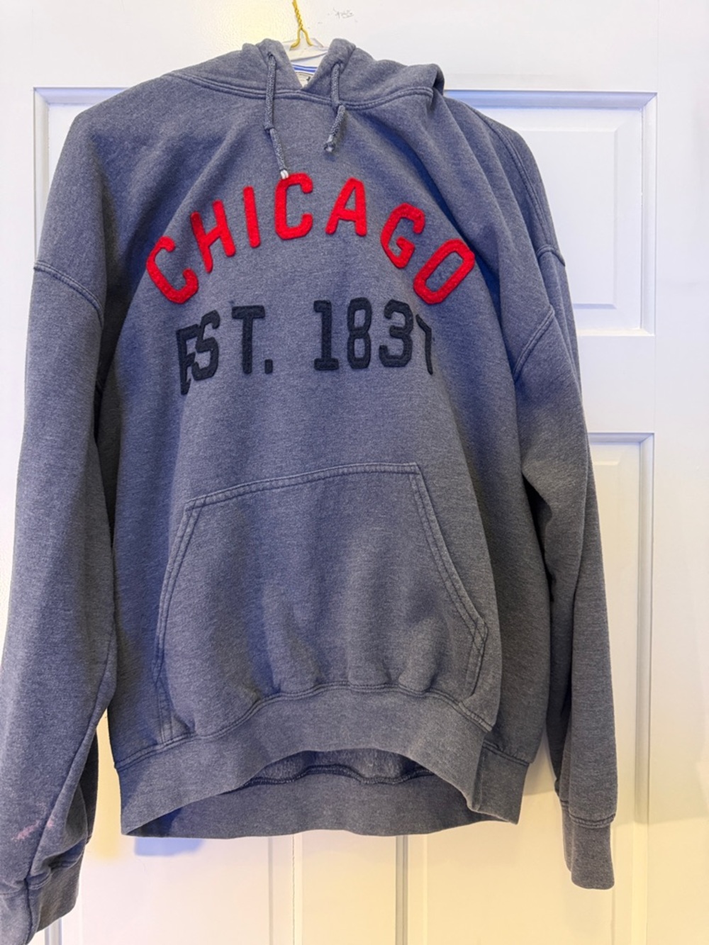 Gildan Gray Crewneck Sweatshirt with Red Chicago Appliqué